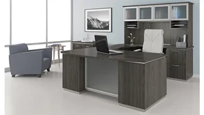 U Shaped Desks with Hutch WFB Designs Bow Front U-Desk with Glass Door Hutch