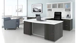 U Shaped Desks with Hutch WFB Designs Bow Front U-Desk with Glass Door Hutch