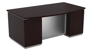 Stand-Alone Double Pedestal Desks WFB Designs 72in x 42in Double Pedestal Bow Front Desk