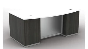 Stand-Alone Double Pedestal Desks WFB Designs 72in x 42in Double Pedestal Bow Front Desk