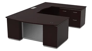 U Shaped Double Pedestal Desks WFB Designs Bow Front U-Desk with Pedestal and Lateral File