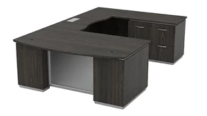 U Shaped Double Pedestal Desks WFB Designs Bow Front U-Desk with Pedestal and Lateral File