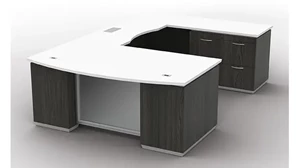 U Shaped Double Pedestal Desks WFB Designs Bow Front U-Desk with Pedestal and Lateral File