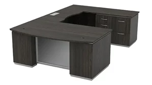 U Shaped Double Pedestal Desks WFB Designs Bow Front U-Desk with Pedestal and Multi File Unit
