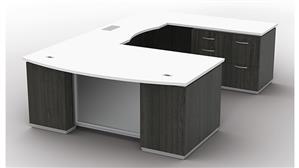 U Shaped Double Pedestal Desks WFB Designs Bow Front U-Desk with Pedestal and Multi File Unit
