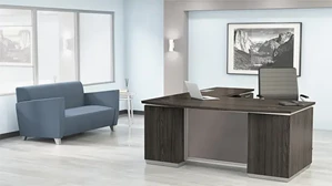 L Shaped Double Pedestal Desks WFB Designs 72in x 90in Bow Front L-Desk