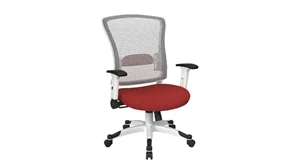 Ergonomic Task Chairs WFB Designs Mesh Back and Colorful Fabric Seat Office Chair with White Frame, Adjustable Flip Arms