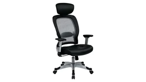 Ergonomic Task Chairs WFB Designs Light Mesh Back and Bonded Leather Seat Office Chair with Headrest
