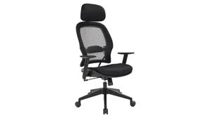 Ergonomic Task Chairs WFB Designs Light Mesh Back and Black Fabric Mesh Seat Office Chair with Headrest and Adj. Lumbar