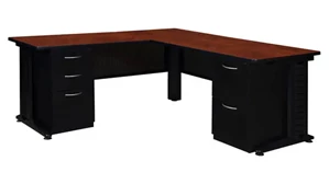L Shaped Double Pedestal Desks Regency Furniture 66in x 72in L-Shaped Desk with Double Pedestals