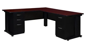 L Shaped Double Pedestal Desks Regency Furniture 66in x 78in L-Shaped Desk with Double Pedestals