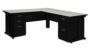 L Shaped Double Pedestal Desks Regency Furniture 66in x 78in L-Shaped Desk with Double Pedestals