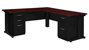 L Shaped Double Pedestal Desks Regency Furniture 72in x 78in L-Shaped Desk with Double Pedestals