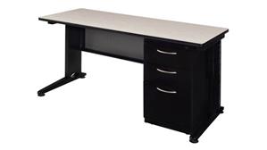 Steel & Metal Desks Regency Furniture 72in x 24in Teachers Desk with Single Pedestal