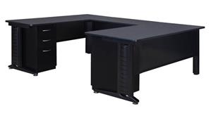 Steel & Metal Desks Regency Furniture 66in x 72in U-Shaped Desk with Double Pedestals