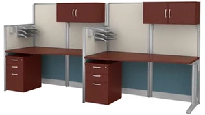 Cubicles Regency Furniture 2 Person In-Line Cubicle Workstation 129in W x 33in D with Storage