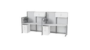 Cubicles Regency Furniture Instant Office In-Line Cubicle Workstation 2 Person with Storage 130in W x 33in D