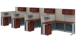 Cubicles Regency Furniture 4 Person L-Shaped Cubicle Workstation 258in W x 65in D with Storage