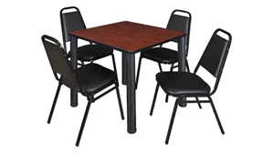 Cafeteria Tables Regency Furniture 30in Square Breakroom Table- Cherry/ Black & 4 Restaurant Stack Chairs- Black