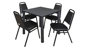 Cafeteria Tables Regency Furniture Breakroom Table 48in Round Chrome Legs 4 Stack Chairs