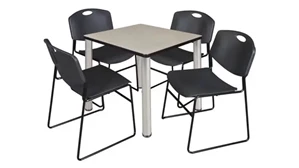 Cafeteria Tables Regency Furniture 30in Square Breakroom Table- Maple/ Chrome & 4 Zeng Stack Chairs