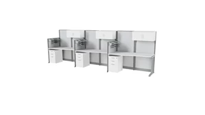 Cubicles Regency Furniture Instant Office In-Line Cubicle Workstation 3 Person with Storage 193in W x 33in D