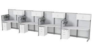 Cubicles Regency Furniture 4 Person In-Line Cubicle Workstation 258in W x 33in D with Storage