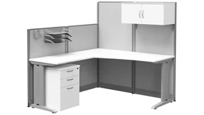 Cubicles Regency Furniture L-Shaped Cubicle Workstation 65in W x 65in D with Storage and Accessory Kit