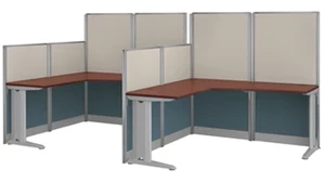 Cubicles Regency Furniture 2 Person F-Shaped Cubicle Workstation 129in W x 65in D