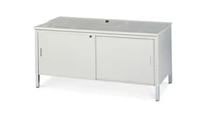 General Tables Safco Office Furniture 60in x 30in x 30in H Heavy Duty Storage Console with Doors and Grommet