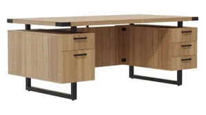 Stand-Alone Double Pedestal Desks Safco Office Furniture 72in W x 36in D Desk with BBB/BF Pedestals