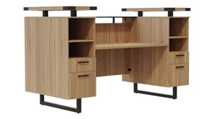Reception Stand-Alone Desk Safco Office Furniture 78in W Reception Desk with Glass Countertop