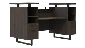 Reception Stand-Alone Desk Safco Office Furniture 78in W Reception Desk with Glass Countertop