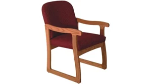 Lobby & Guest Chairs - Wood Wooden Mallet Single Sled Base Chair with Arms