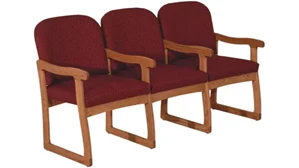 Lobby & Guest Chairs - Wood Wooden Mallet Triple Sled Base Sofa with Arms