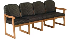 Lobby & Guest Chairs - Wood Wooden Mallet Quadruple Sled Base Sofa