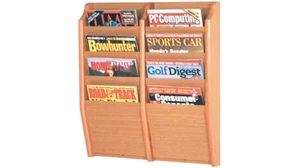 Literature Organizers Wooden Mallet 8 Pocket Oak Magazine Wall Rack