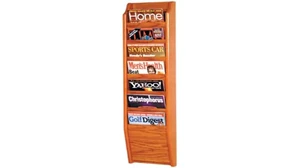 Literature Organizers Wooden Mallet 7 Pocket Oak Magazine Wall Rack