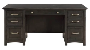 Wood Veneer Desks Wilshire Furniture 66in x 27in Double Pedestal Desk