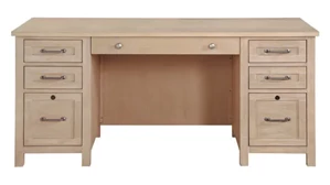 Wood Veneer Desks Wilshire Furniture 66in x 27in Double Pedestal Desk