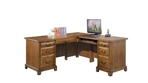 Wood Veneer Desks Wilshire Furniture L-Shaped Executive Desk 66in W