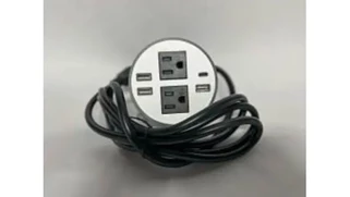 Power Modules Black Dog Office Power Grommet - 3-1/8in Diameter with AC / USB and USB-C