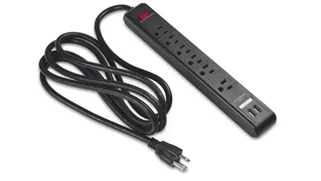 Power Modules Black Dog Office Six AC Outlet Power Strip with 2 USB Charging Ports
