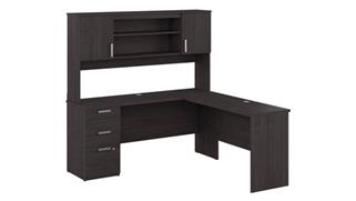 L Shaped Desks Bestar Office Furniture 65in W L-Shaped Desk with Hutch