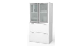File Cabinets Lateral Bestar Office Furniture 30in W Lateral File Cabinet with Frosted Glass Doors Hutch