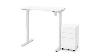 Adjustable Height Desks & Tables Bestar Office Furniture 24in x 48in Electric Height Adjustable Table and Assembled Mobile Filing Cabinet