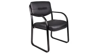 Lobby & Guest Chairs - Metal WFB Designs Black Leather Guest Chair