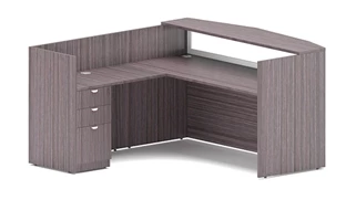 Reception Desks - L Shaped WFB Designs Frosted Glass and Laminate Reception L-Desk with Box/Box/File Pedestal