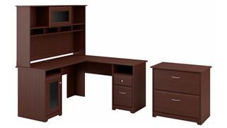 L Shaped Desks Bush Furniture 60in W L-Shaped Computer Desk with Hutch and Lateral File Cabinet