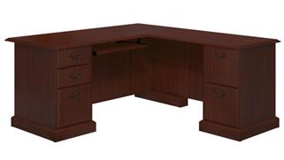 L Shaped Double Pedestal Desks Bush Furniture L-Shaped Desk with Drawers and Keyboard Tray
